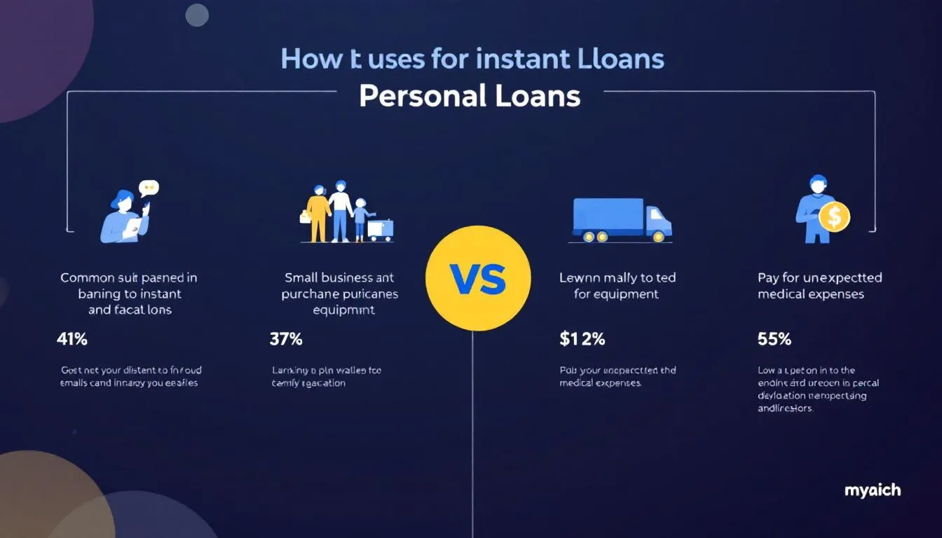 Common uses for instant personal loans illustrated creatively.