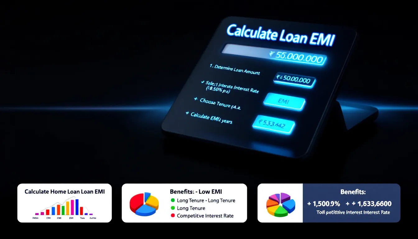 A calculator displaying the process of calculating home loan EMI.