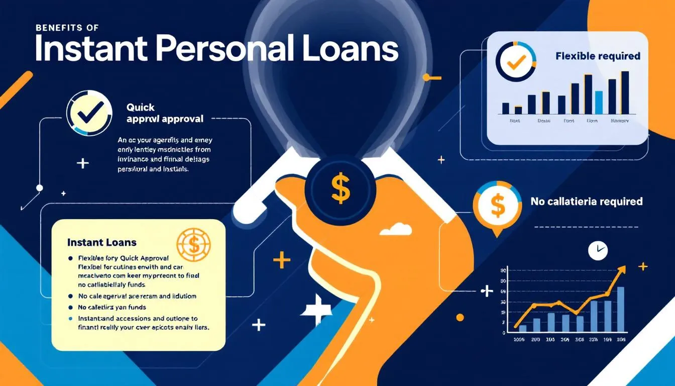 Key benefits of instant personal loans illustrated.